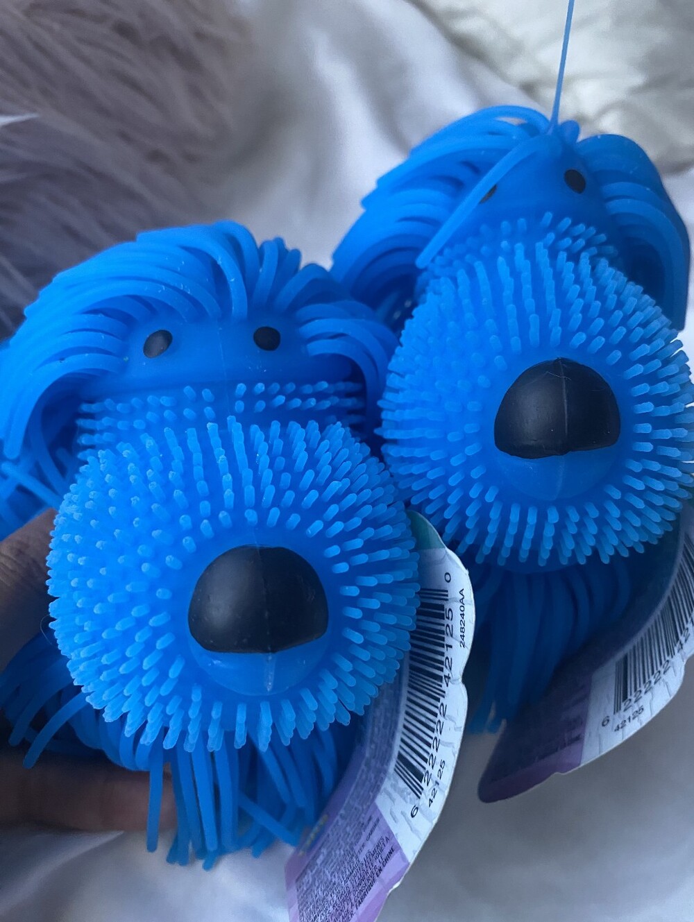 Bright Shaggy Puffer Squishy Dog Toy-Blue (2)